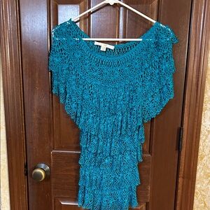 Boston Proper Teal Crochet Top